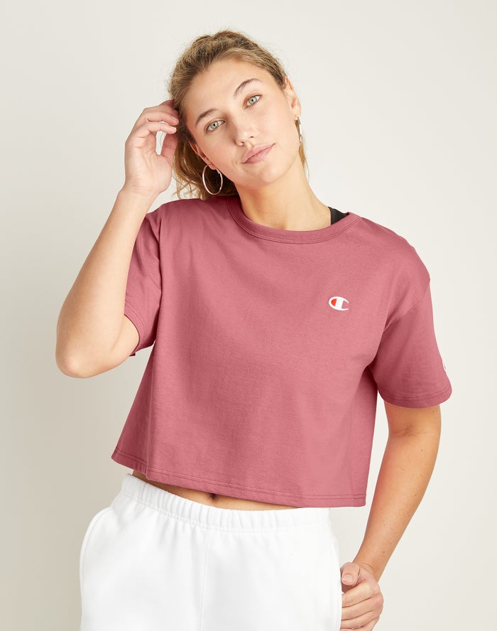 Champion Heritage Cropped C Logo T-Shirt Dames - Koraal - Belgie 5836MKOLX